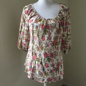 Lucky Brand Pink Floral Boho Peasant Blouse small